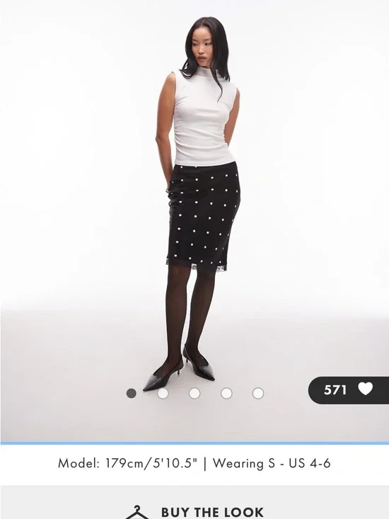 ASOS Black Midi slip Skirt with White Polka Dots - Picture 2 of 5